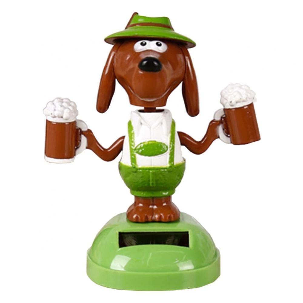 Car Ornament Dashboard Shaking Head Dolls Solar Swing Dog Bobble Head Doll Solar Power Beer Dog