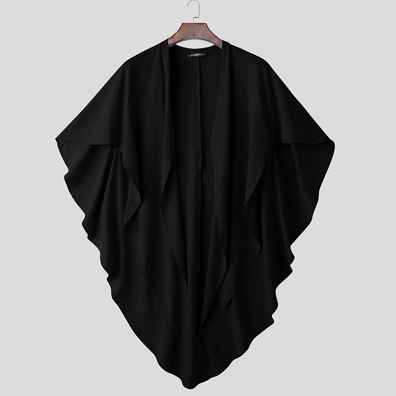 INCERUN Мужские топы-кардиганы с рукавами «летучая мышь» и открытым передом, нерегулярные оборки