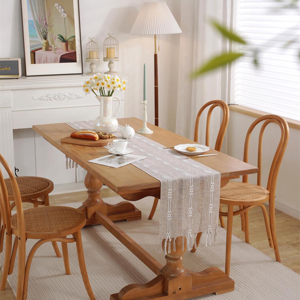 Nordic Jacquard Geometric Table Flag Fringed Fashion Tea Flag Dining Flag Long Polyester Cotton Tablecloth