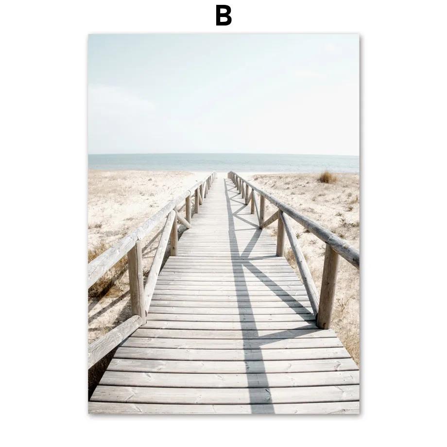 Beach Shell Starfish Bridge And Prints Wall Art Nordic Posters Canvas Painting Wall Pictures For Living Room Marine Style Decor