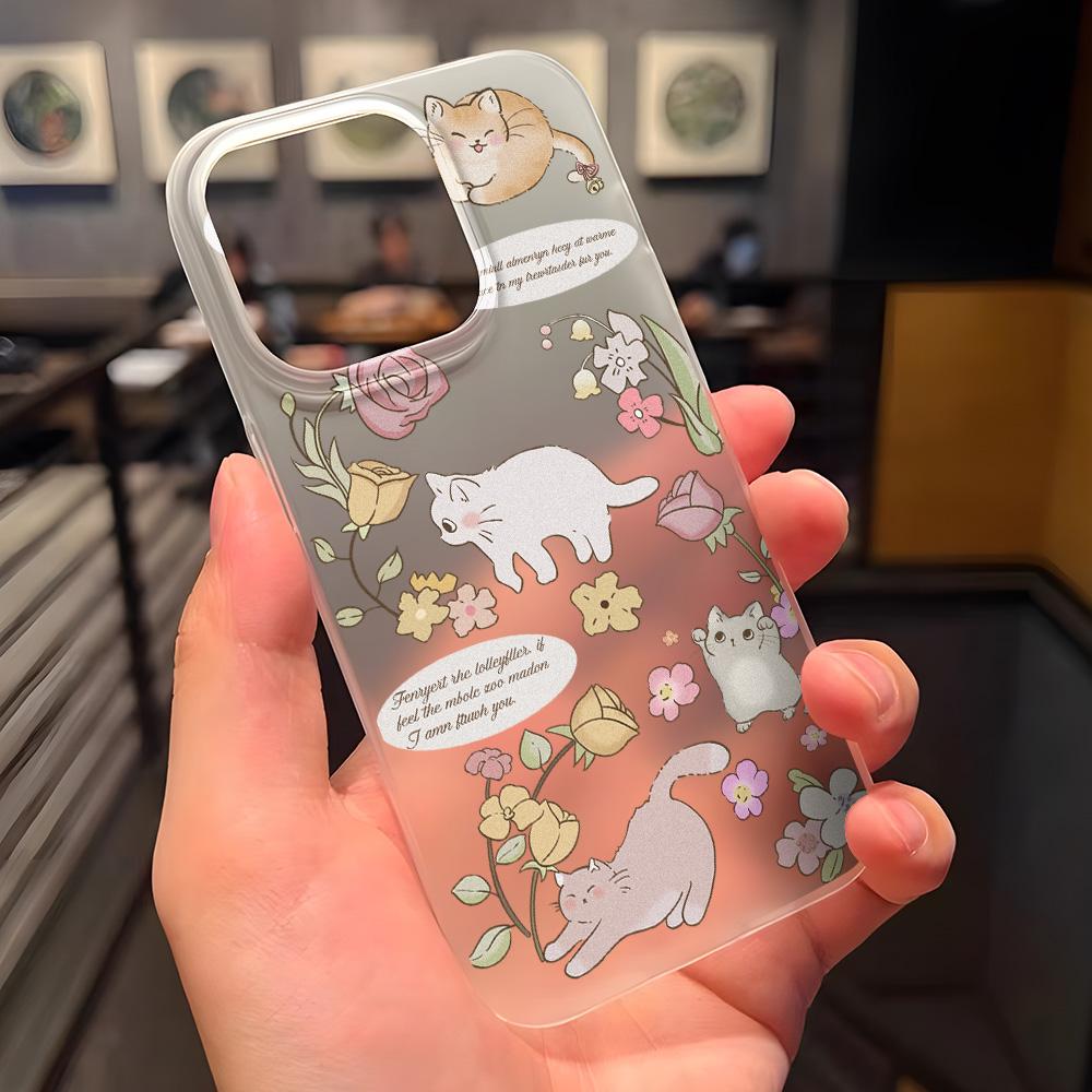 Чехлы для мобильных телефонов iPhone 11 13 15 Pro Max 12 14 Pro Max Чехол для iPhone 16 15 Plus 13 Pro 12 Матовая текстура с рисунком в виде мультяшных цветов