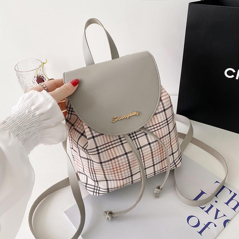 Гуанчжоу женская сумка лето принт клетка цветовая гамма сумка-ведро на шнурке простой рюкзак для мобильного телефона