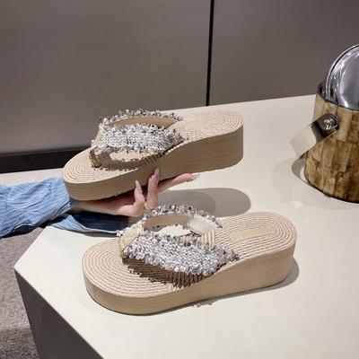 Сланцы интернет-знаменитости 2025 лето новые женские шлепанцы модная платформа пляжная обувь приморские нескользящие пляжные шлепанцы