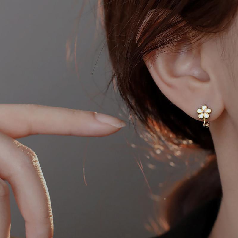 14K Цветочные серьги-кольца для женщин Серебряные серьги Hikaw Золотые не темнеющие гипоаллергенные серьги