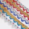35mm Width Sequin Lace Trim Golden Silver Sewing Braided Lace Lace Trim Ribbon  For Dress Making