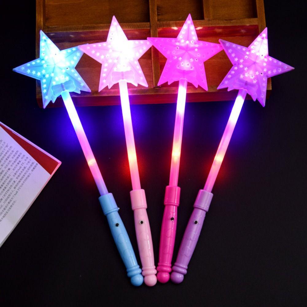 Flash Stars Heart Fairy Flashing Wands Luminous Prop Flash Stars Heart Fairy Stick Kids Toy