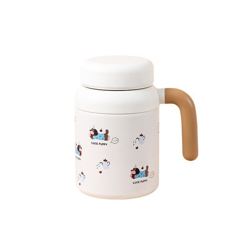 Cute Large-Capacity Thermos Cup for Girls, High Aesthetic Portable Tea Infuser Cup, Stainless Steel for Students