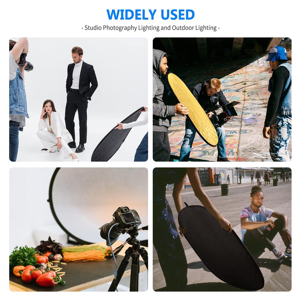 Neewer 5-in-1 Photography Foldable Reflector (Silver, Gold, White, Black, Translucent) (60cm X 90cm) [Parallel Import]