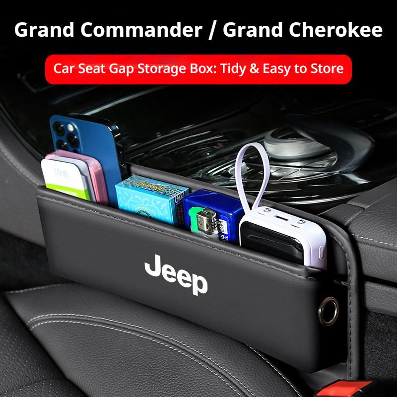 AIY5 Genuine Leather Car Seat Gap Storage Box Leak-proof Organizer for Jeep Wrangler Grand Cherokee Compass Renegade Auto Accessories