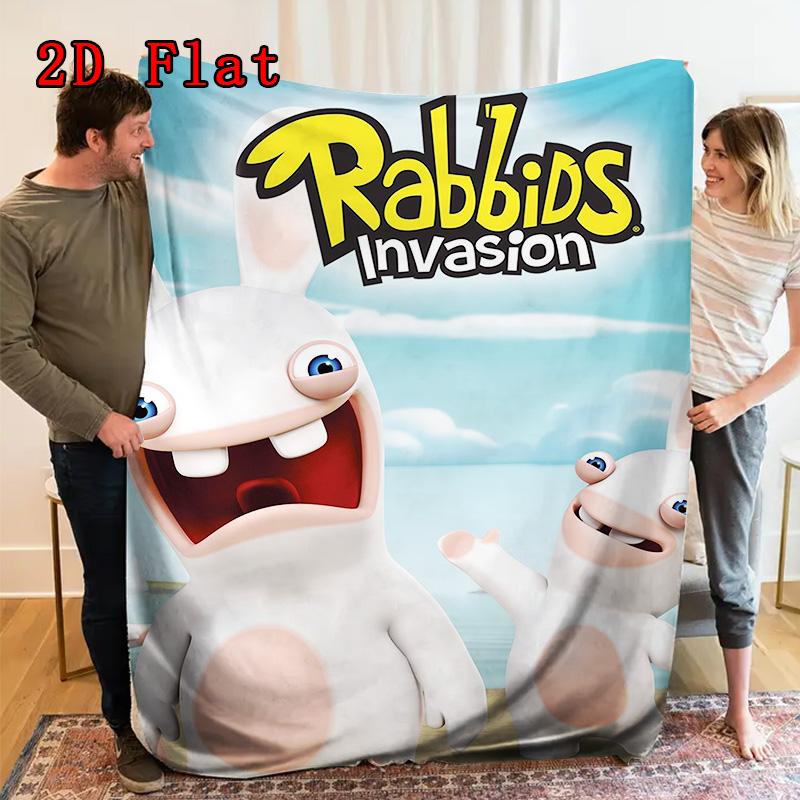 Big-eyed Rabbit 2D Flat Pattern Flannel Blanket High quality All Seasons Warmth and Comfort Perfect for Christmas Gifts.PMT0914275
