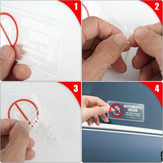 Automatic Door Car Sticker 4 × 2 Inches Vinyl Do Not Touch Driver Will Open Warning Sign Self Adhesive Removable Vehicle Taxi Decals Automatic