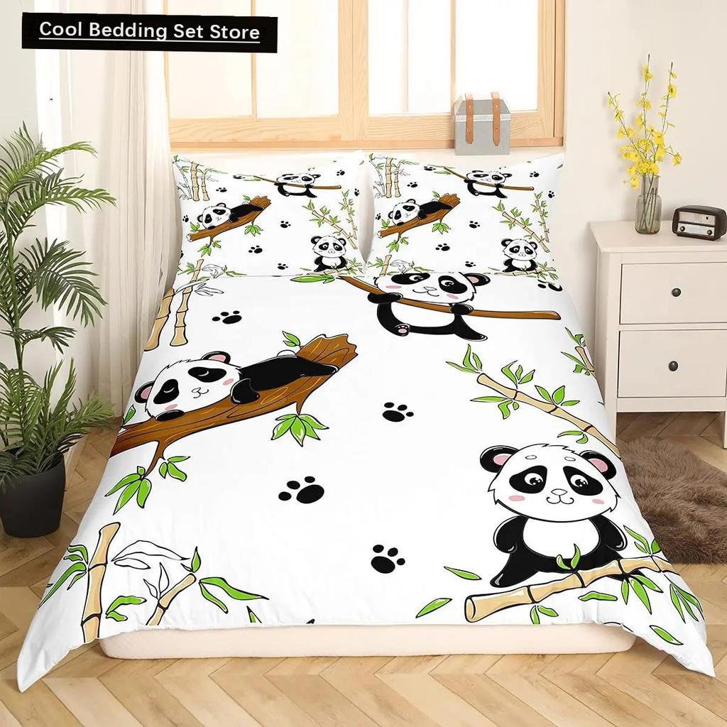 Полный комплект постельного белья Panda King для детей, романтический комплект постельного белья, пододеяльник с изображением животных из мультфильмов, велосипеда, воздушного шара, стрекозы, полиэстерового одеяла