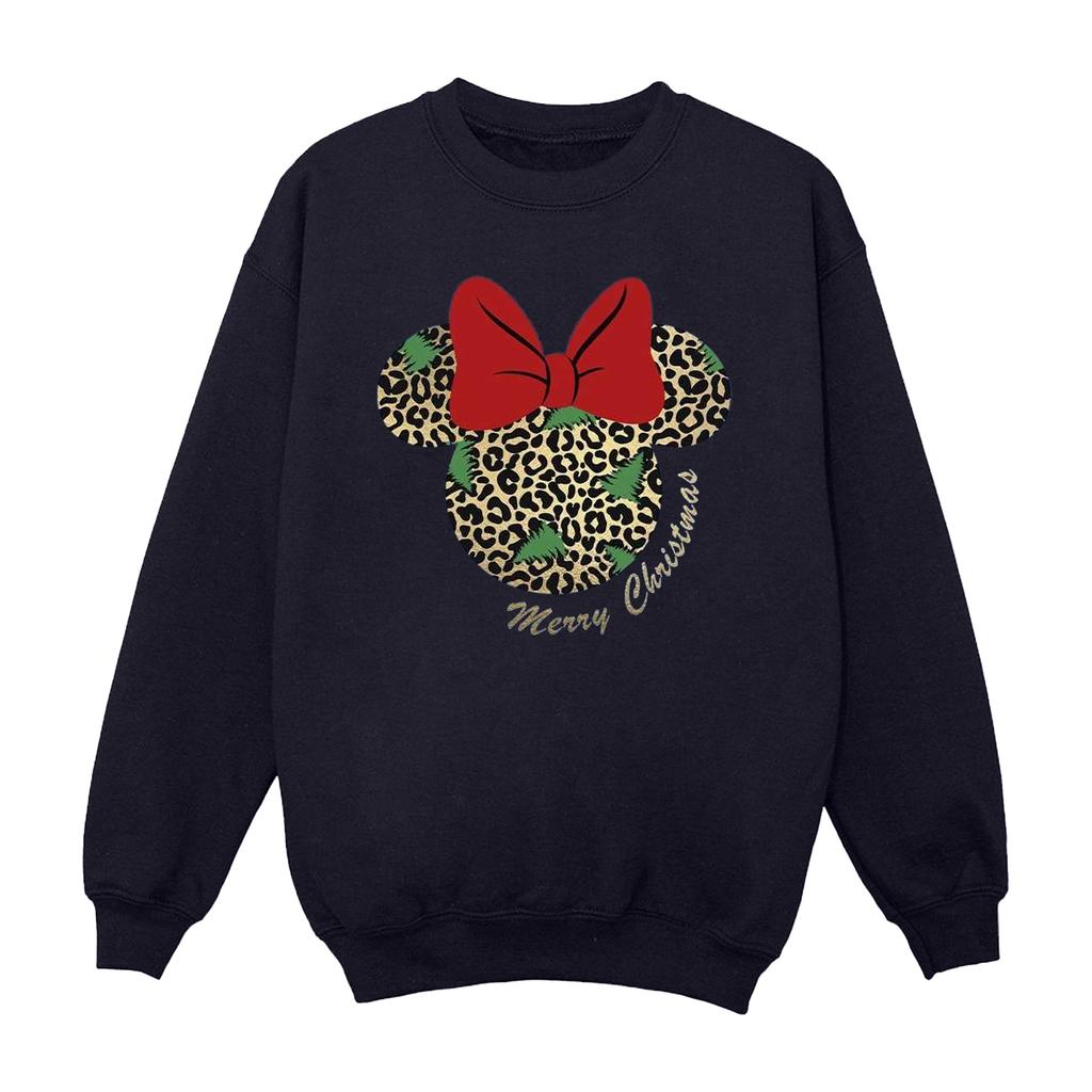 Disney Womens/Ladies Minnie Mouse Leopard Christmas Sweatshirt