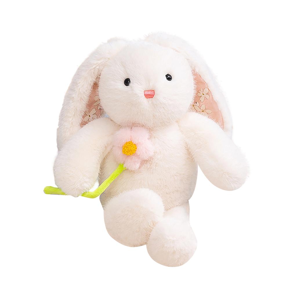 Soft Flower Bunny Plush Toy - Cute Stuffed  Doll For Gift, Cuddly Companion & Cozy Home Decor