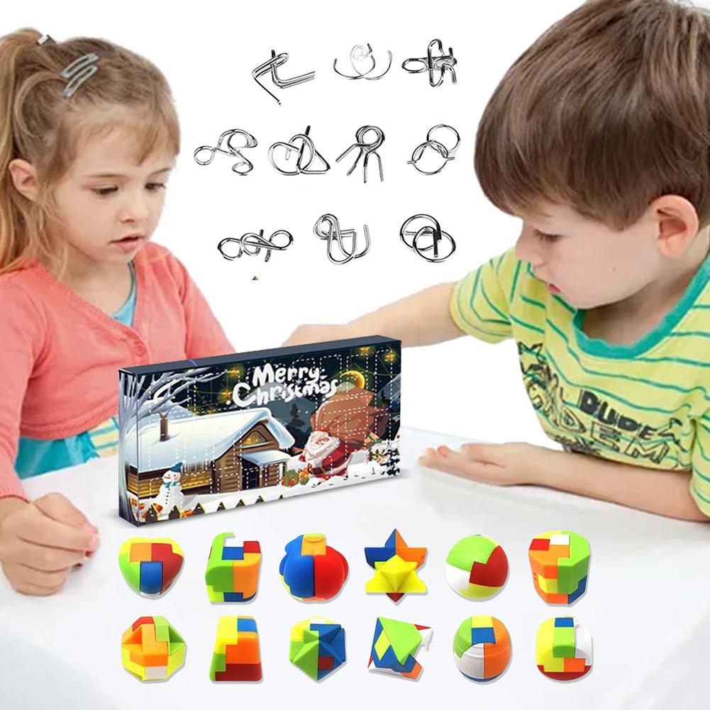 Адвент-календарь 2024 24 шт. Металлические и пластиковые головоломки Рождественский календарь обратного отсчета Рождественский календарь обратного отсчета для взрослых подростков детей