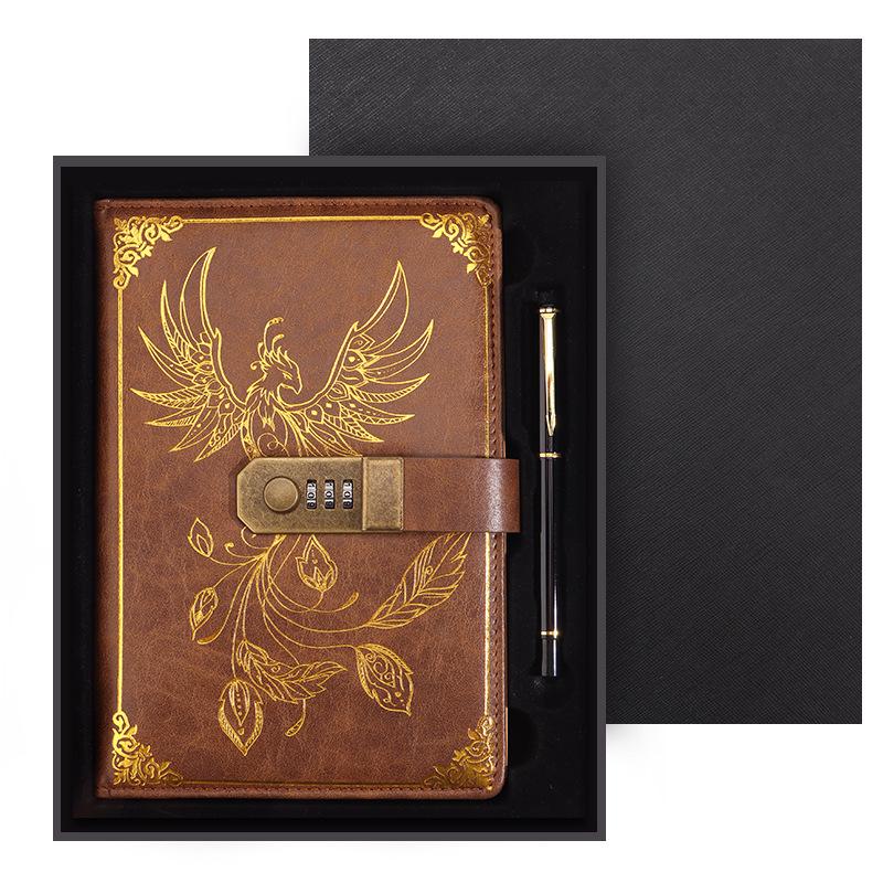 Подарочный набор из ретро-блокнота с паролем формата А5: Ежедневник деловых встреч в офисе с возможностью настраиваемого логотипа.