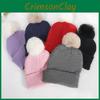 Plush Solid Color Ball Knitted Cap Breathable For Fall Season Gift Fashion