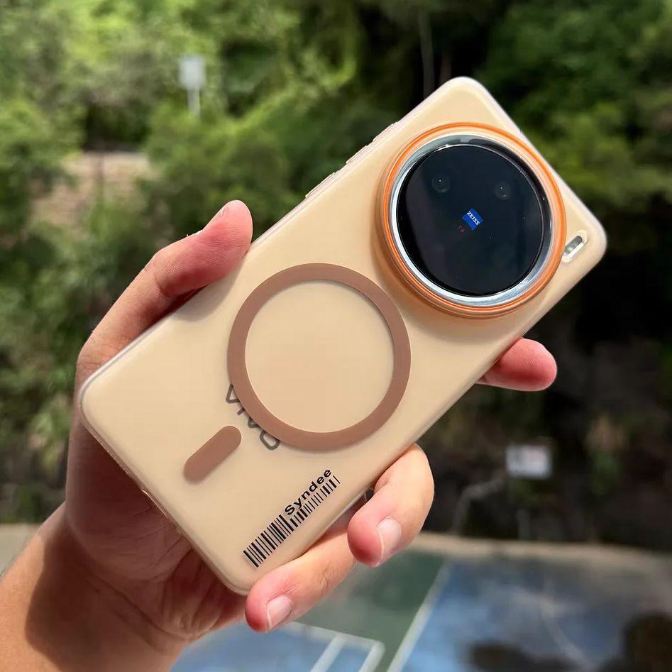 Ультратонкая матовая полоска для штрих-кода для чехла MagSafe для VIVO X300 X200 Ultra X100 X90 X80 S Pro Mini Полупрозрачная магнитная жесткая поликарбонатная крышка