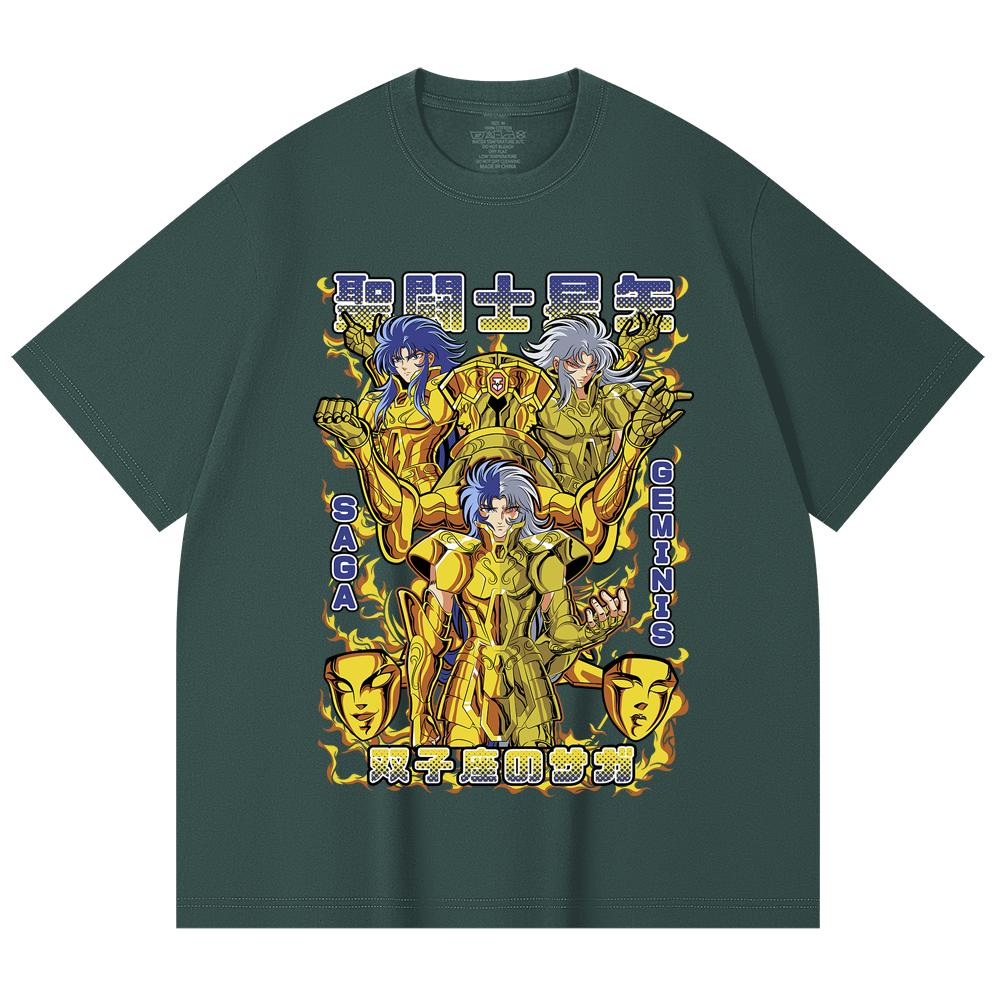 230 Gsm 100% Cotton Saint Seiya V21 Gemini Print Unisex Heavy Cotton T Shirt