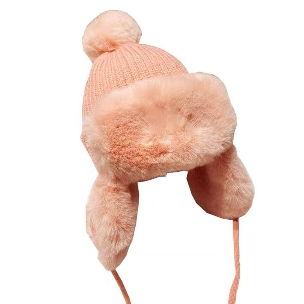 Kawaii Зимняя шапка Утолщенная защитная кепка для ушей Бархатная шапка-бомбер для женщин