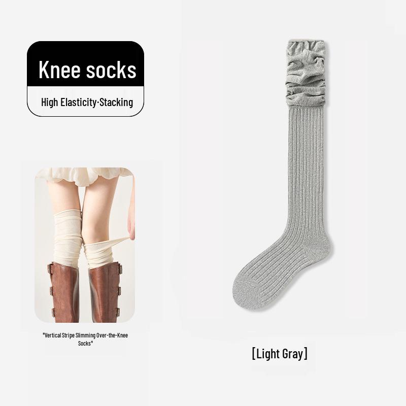 Женские белые носки из чистого хлопка выше колена - Осенне-зимние носки с высоким паголенком, носки до икры, стиль JK, идеально подходят к ботинкам.