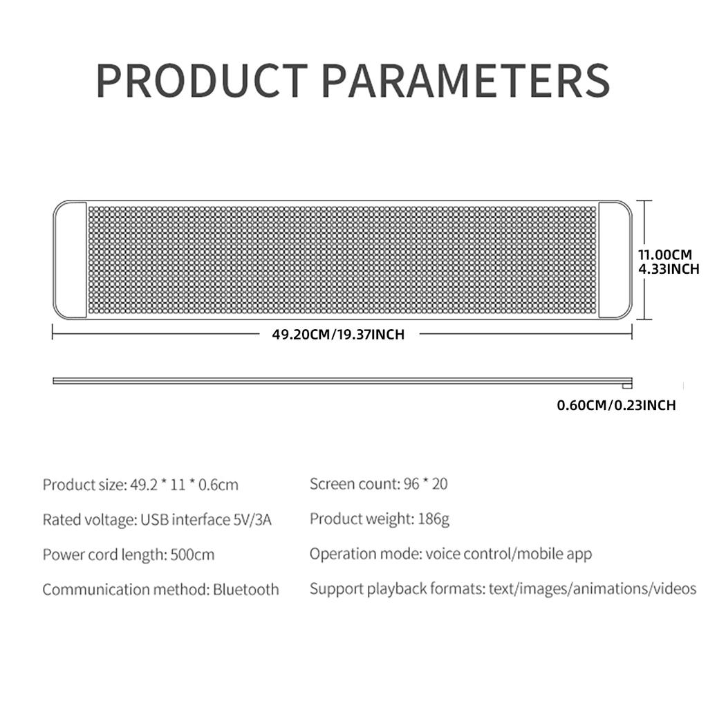 Programmable Smart LED Panel Pixels Matrix Display Car Advertising Light Led Module Scrolling Text Animation Pattern USB 5V