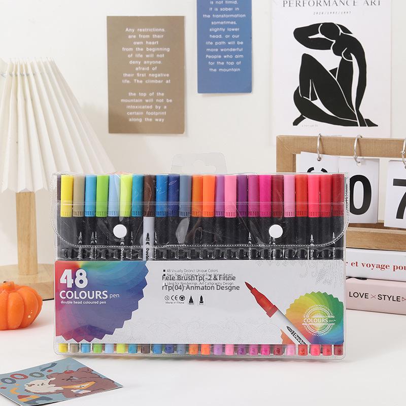 Eco-Friendly Double-Head Watercolor Brush Set for Kids - Art, Painting, & Coloring Markers