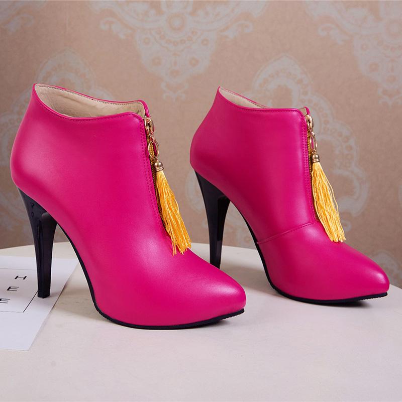 Women's High-heeled Short Boots, Versatile Slim Heeled Tassel Boots, New Autumn and Winter Oversized Boots