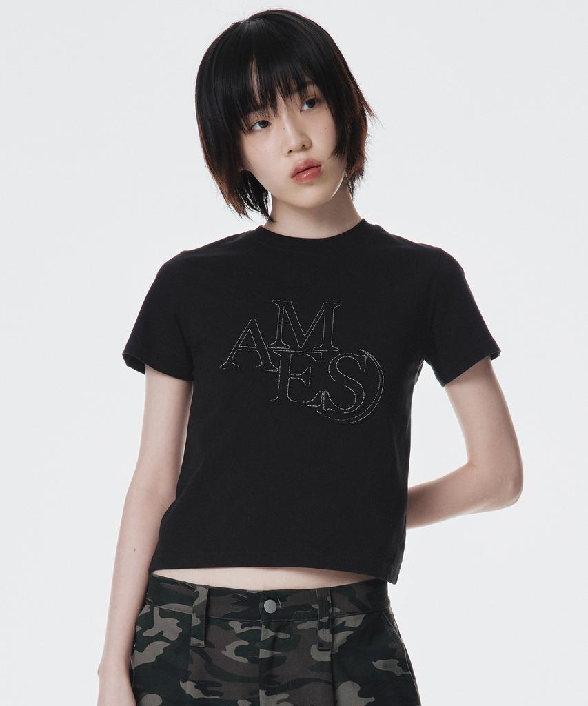 AMES-WORLDWIDE Черная футболка с аппликацией Ames