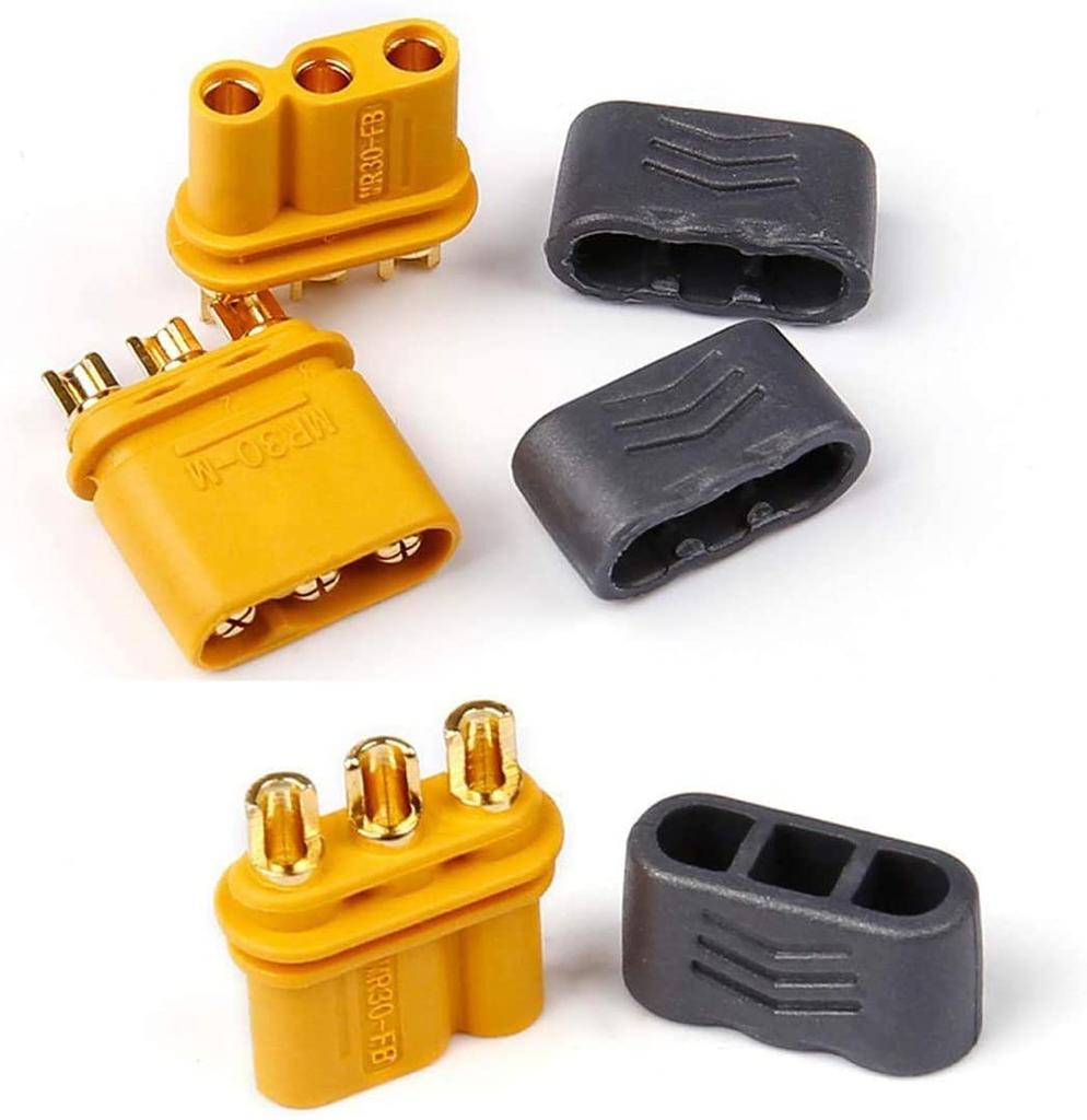 5 Pairs MR30 Male-Female Connectors for RC LiPo Batteries with Protective Sleeve Plastic for Tello Battery Tablet LiPo Bag 1/10 RC Car