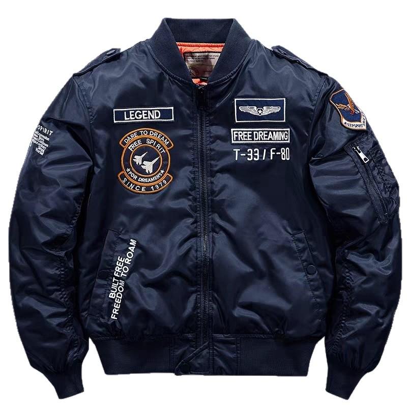 Модная Ретро Мужская Летная Куртка с Вышивкой - Универсальный Повседневный Бейсбольный Стиль для Весны и Осени