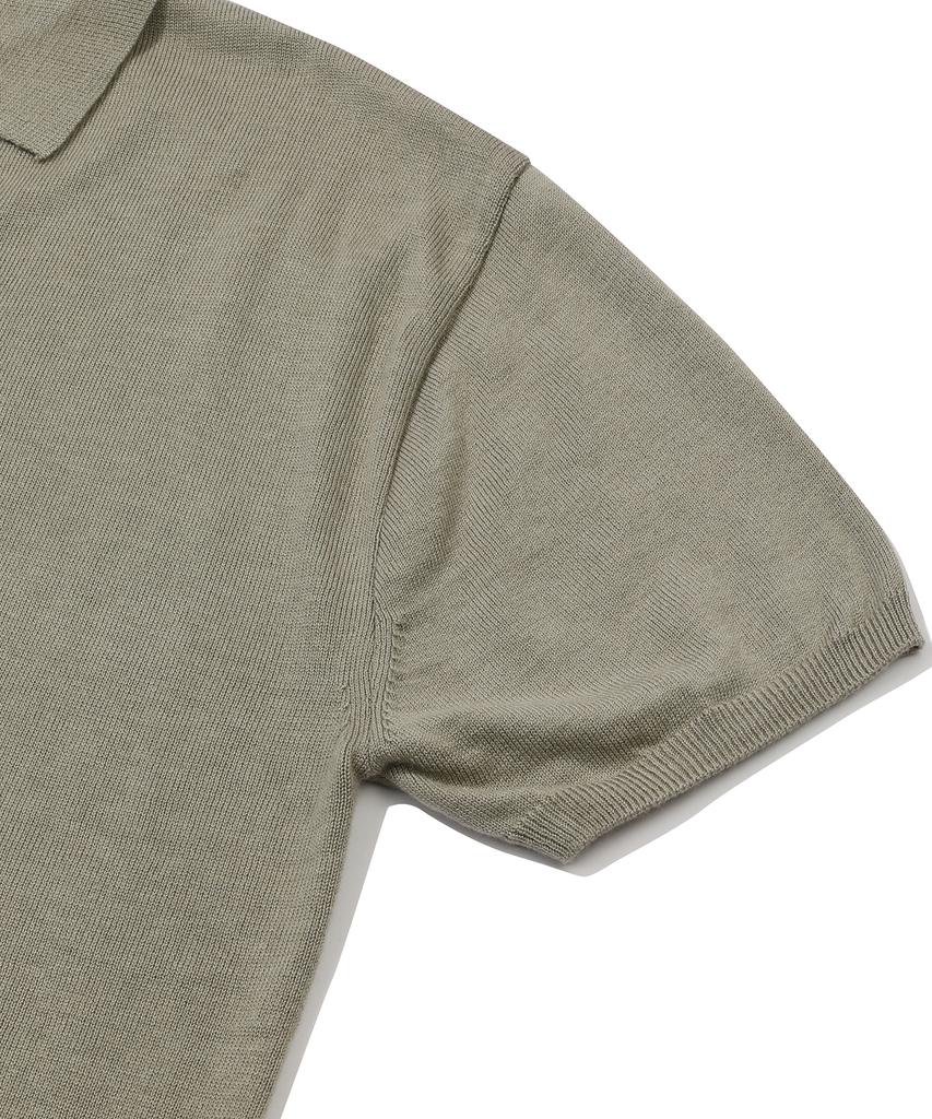 GNOK Silk Collared Short Sleeve Knit [Khaki]