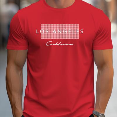 Мужская летняя футболка свободного кроя из 100% хлопка с принтом Los Angeles Graphic, облегающая, повседневная, спортивная, с круглым вырезом и короткими рукавами