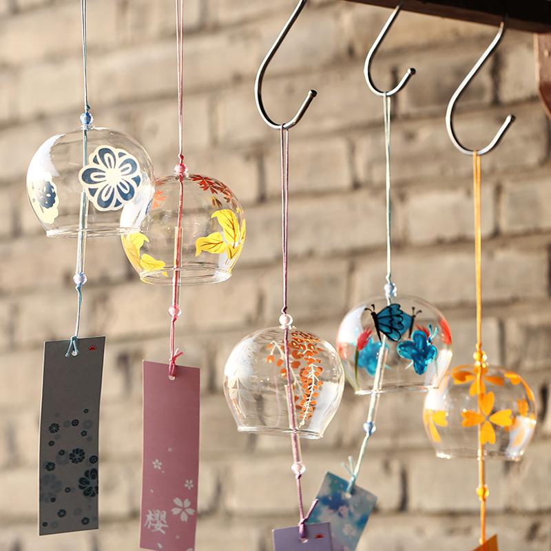 Japanese Wind Chimes Glass Wind Bell Home Garden Decor Hanging Ornament Wind Music Bell Wall Outdoor Decor Campanas De Viento
