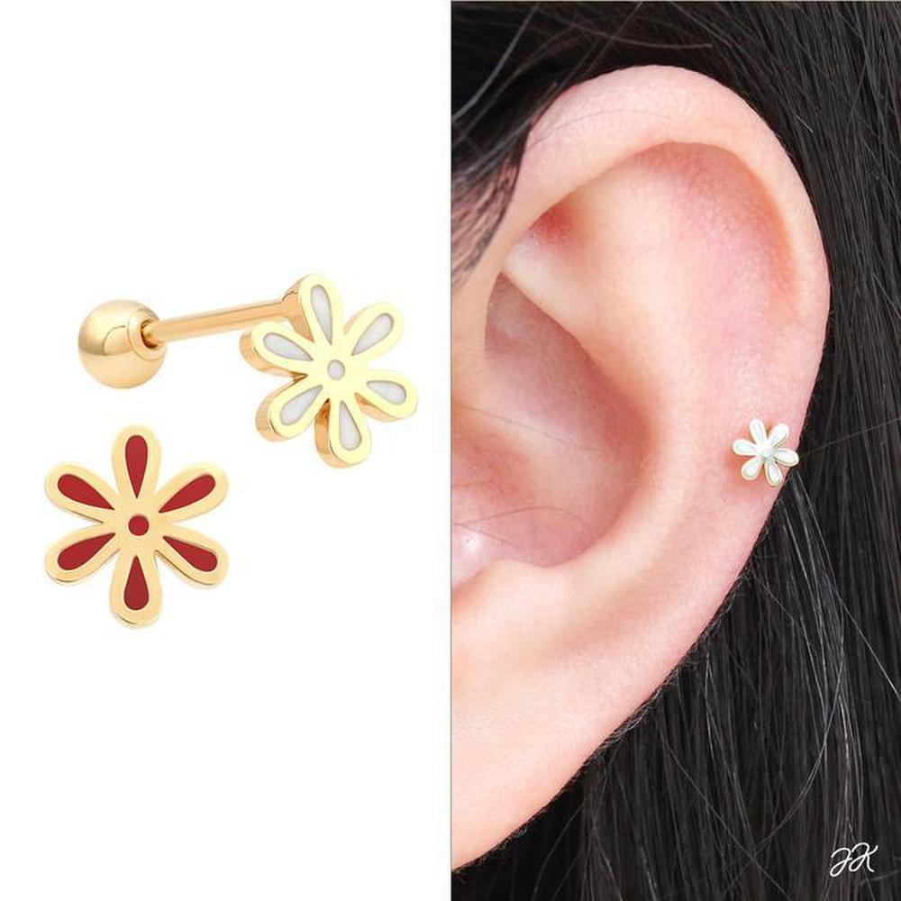 14K Gold Needle Gold Flower Layered Piercing (S8888921)