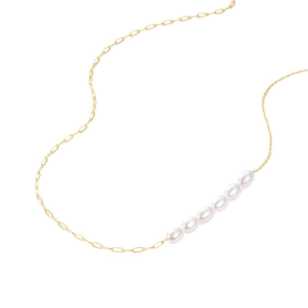 Скрепка для бумаги с двойным заклинанием из стерлингового серебра S925 в японском и корейском стиле с чувством дизайна, модное жемчужное ожерелье с цепочкой на ключицу