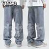 Retro Men's Y2K Clothes Baggy Wide Leg Jeans Hip Hop Fashion Clothing Women Patch Oversized Straight Trousers Streetwear Teachwear For Men