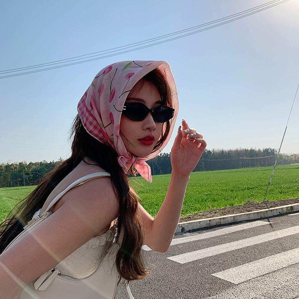 Breathable French Pastoral Style Headscarf Flower Printed INS Style Headband Towel Sun Protection Headband Girls