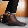 Мужские ботинки 2024 года Мужская обувь в британском стиле Износостойкие повседневные ботинки Классические высокие черные ботинки челси Мягкая теплая хлопковая обувь