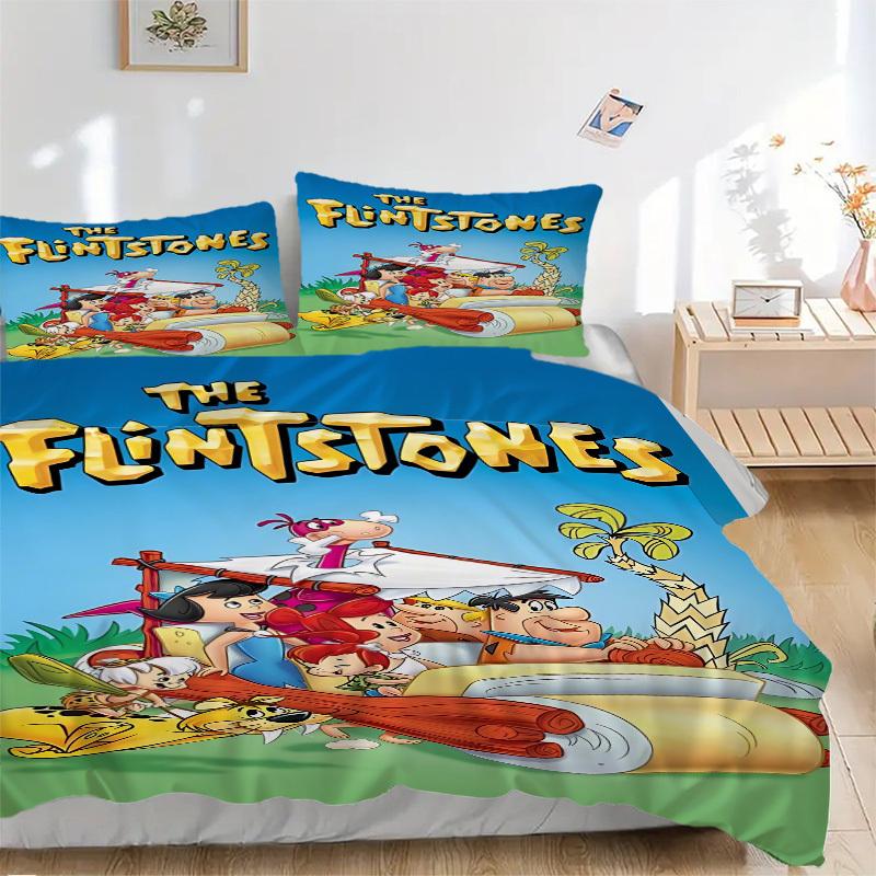 3pcs The Flintstones Duvet Cover Set, 1 Duvet Cover + 2 Pillowcases (No Insert), High-Definition Print, Home & Dorm Set yy251208095
