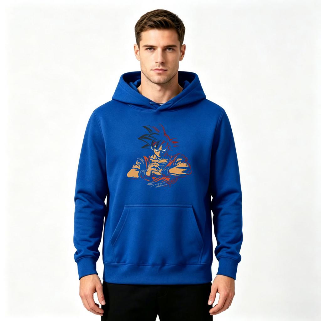 Men's Anime Character Print Pullover Hoodie Casual Long Sleeve Loose Streetwear Sweatshirt