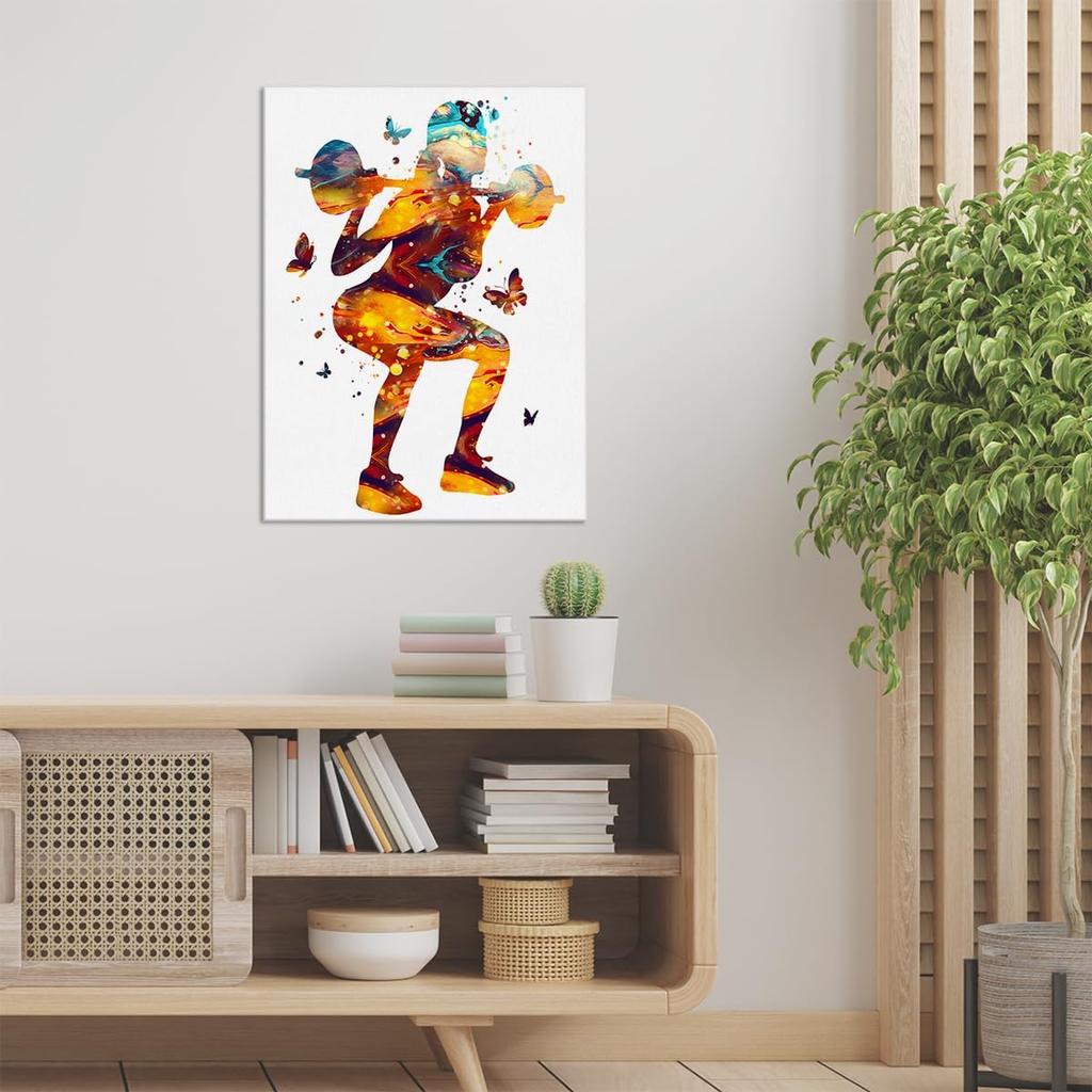 Fitness Girl Wall Art Decor Women Gym Poster Framed Painting Print Weight Lifting Sport Artwork for Home Gym Decor 12 X 15 Inch