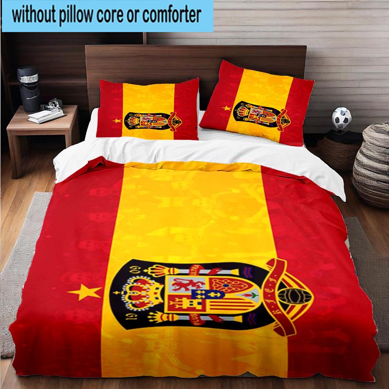 3pcs Spain FC Crest Printed Bedding Set Duvet Cover Closure Includes 1 Duvet Cover & 2 Pillowcases Bedding Sets Home Decor Gifts