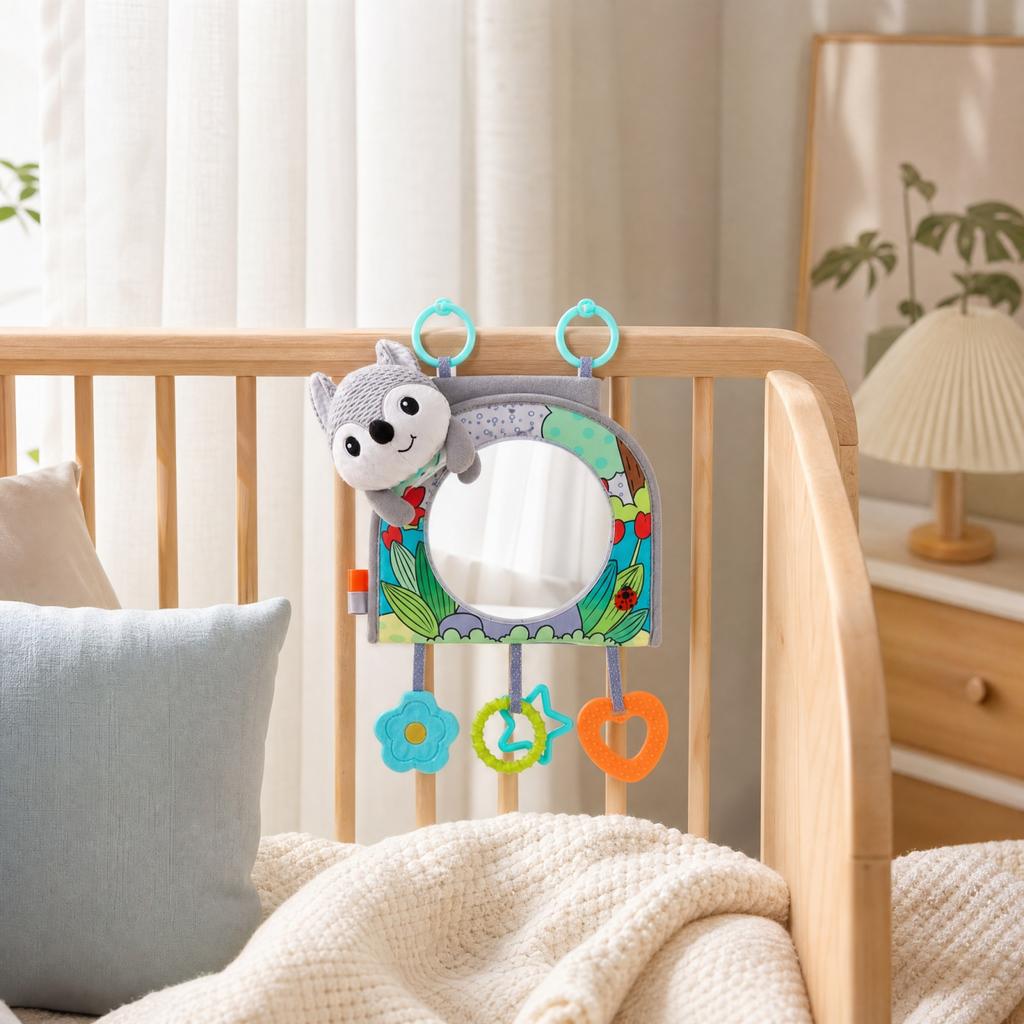 Baby Car Mirror Toy with Hanging Strap - Infant Car Mirror Toy for Self- and