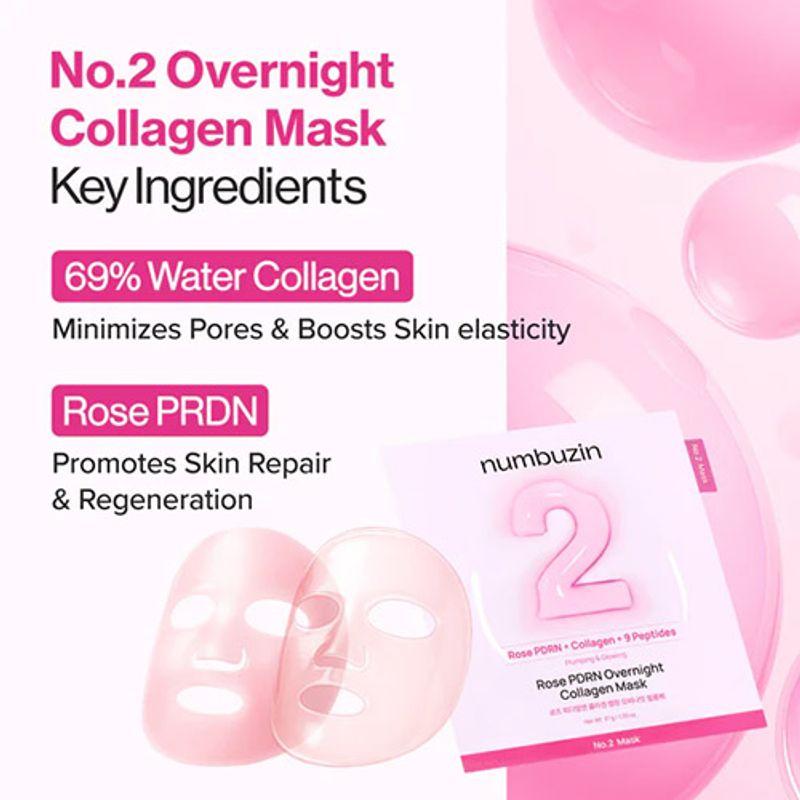 [Numbuzin] No.2 Rose PDRN Overnight Collagen Mask (4ea)