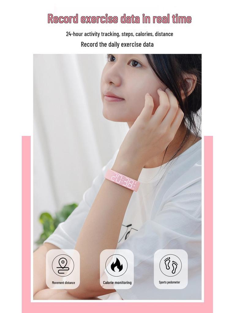 Умные часы Sport для девочек: Шагомер, Вибрационный будильник, Водонепроницаемый многофункциональный браслет