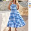 Spring and Summer Women's Sexy Sexy Suspender Backless Striped Dress French Skirt