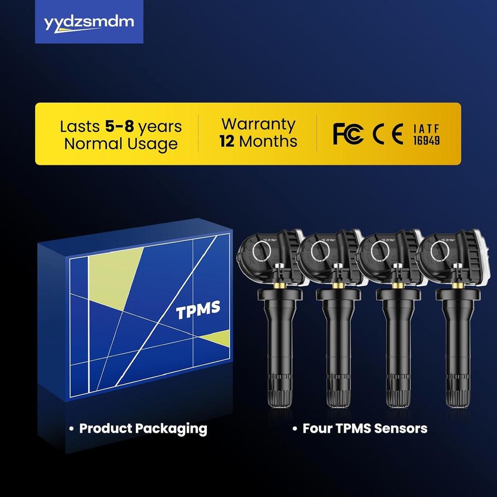 315Mhz Pre-Programmed TPMS,Compatible With:Ford F150 2015- | Escape -2024 | Fusion 2016- | Mustang 2015- | Ranger -,Tire Pressure Sensor OE#
