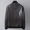 Australian First Layer Sheepskin Genuine Leather Jacket Men's Baseball Jacket Round Neck Leather Jacket Youth Motorcycle Jacket Trendy