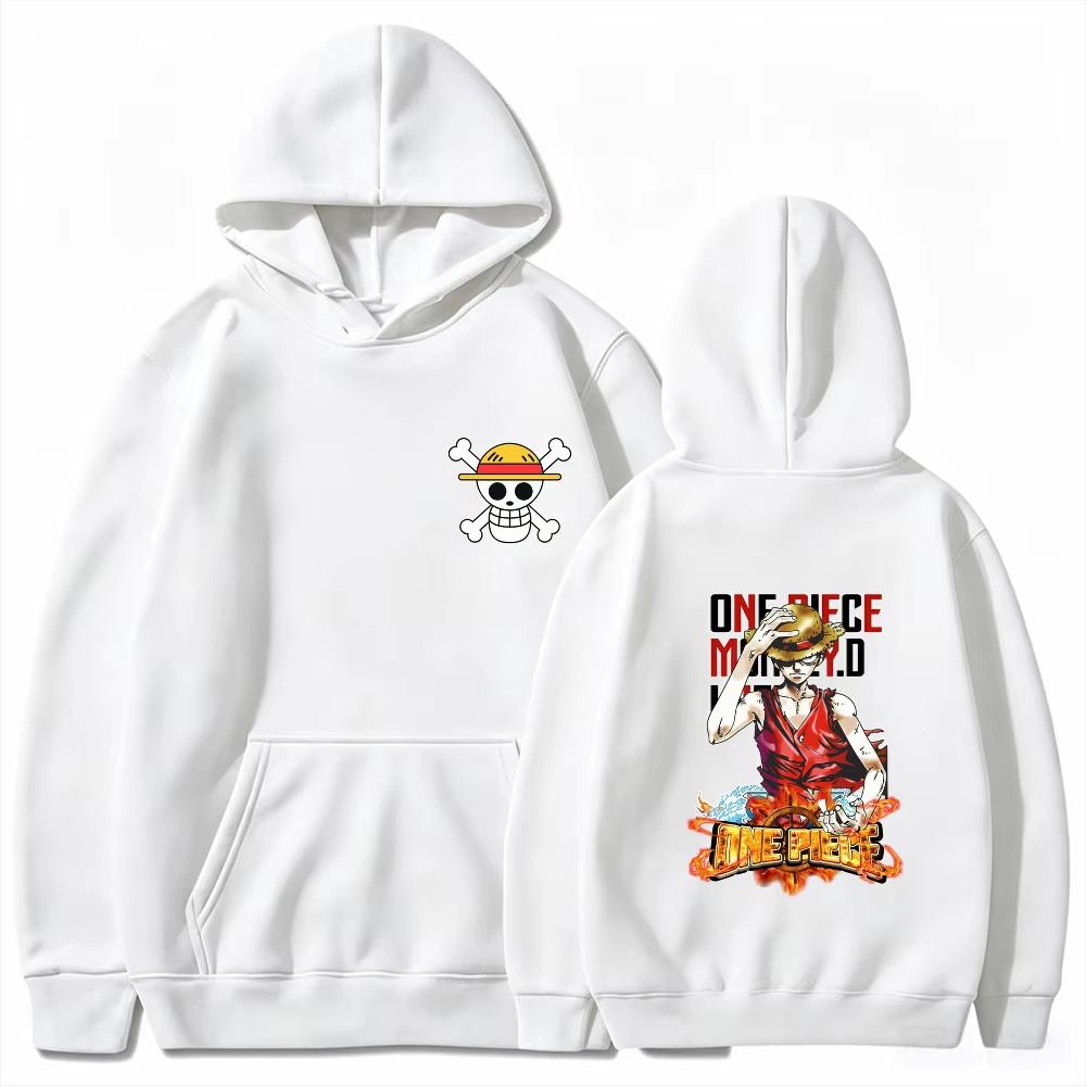 Мужская флисовая толстовка One Piece с принтом Луффи Новая зимняя коллекция Высокое качество Теплая уличная одежда